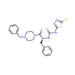 O=C(Nc1nnc(S)s1)N[C@@H](Cc1ccccc1)C(=O)N1CCN(Cc2ccccc2)CC1 ZINC000013796987