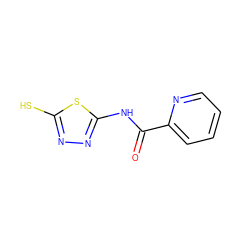 O=C(Nc1nnc(S)s1)c1ccccn1 ZINC000028522896