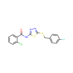 O=C(Nc1nnc(SCc2ccc(F)cc2)s1)c1ccccc1Cl ZINC000003245914