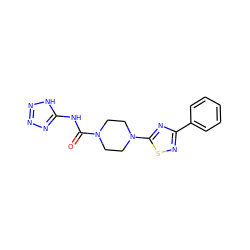 O=C(Nc1nnn[nH]1)N1CCN(c2nc(-c3ccccc3)ns2)CC1 ZINC000040421739