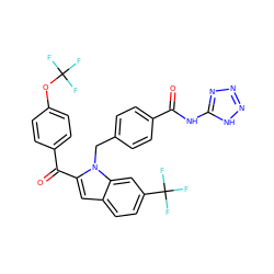 O=C(Nc1nnn[nH]1)c1ccc(Cn2c(C(=O)c3ccc(OC(F)(F)F)cc3)cc3ccc(C(F)(F)F)cc32)cc1 ZINC000073165961