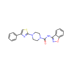 O=C(Nc1noc2ccccc12)N1CCN(c2nc(-c3ccccc3)cs2)CC1 ZINC000095581654