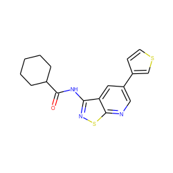 O=C(Nc1nsc2ncc(-c3ccsc3)cc12)C1CCCCC1 ZINC000299819695