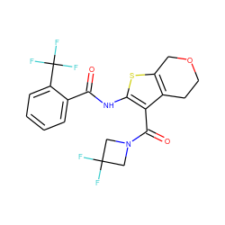 O=C(Nc1sc2c(c1C(=O)N1CC(F)(F)C1)CCOC2)c1ccccc1C(F)(F)F ZINC000095563882