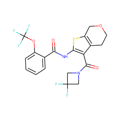 O=C(Nc1sc2c(c1C(=O)N1CC(F)(F)C1)CCOC2)c1ccccc1OC(F)(F)F ZINC000095561349