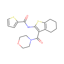 O=C(Nc1sc2c(c1C(=O)N1CCOCC1)CCCC2)c1cccs1 ZINC000000972540