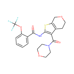 O=C(Nc1sc2c(c1C(=O)N1CCOCC1)CCOC2)c1ccccc1OC(F)(F)F ZINC000095563480