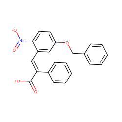 O=C(O)/C(=C/c1cc(OCc2ccccc2)ccc1[N+](=O)[O-])c1ccccc1 ZINC000013780355