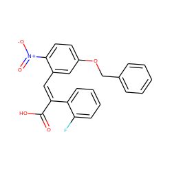 O=C(O)/C(=C/c1cc(OCc2ccccc2)ccc1[N+](=O)[O-])c1ccccc1F ZINC000013780356