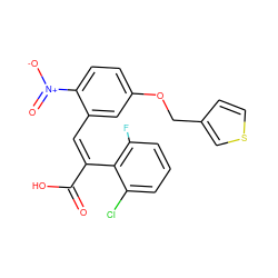 O=C(O)/C(=C/c1cc(OCc2ccsc2)ccc1[N+](=O)[O-])c1c(F)cccc1Cl ZINC000013780359