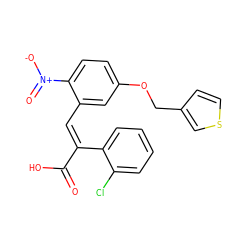 O=C(O)/C(=C/c1cc(OCc2ccsc2)ccc1[N+](=O)[O-])c1ccccc1Cl ZINC000013780358