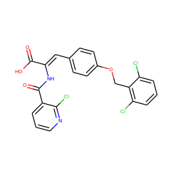 O=C(O)/C(=C/c1ccc(OCc2c(Cl)cccc2Cl)cc1)NC(=O)c1cccnc1Cl ZINC000003981541