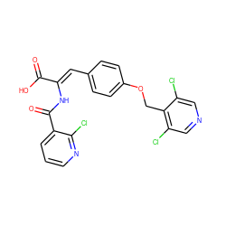 O=C(O)/C(=C/c1ccc(OCc2c(Cl)cncc2Cl)cc1)NC(=O)c1cccnc1Cl ZINC000013488058