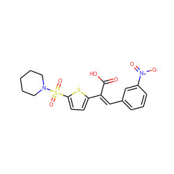 O=C(O)/C(=C\c1cccc([N+](=O)[O-])c1)c1ccc(S(=O)(=O)N2CCCCC2)s1 ZINC000009540532