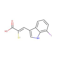 O=C(O)/C(S)=C/c1c[nH]c2c(I)cccc12 ZINC000169325417