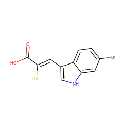 O=C(O)/C(S)=C/c1c[nH]c2cc(Br)ccc12 ZINC000169325407