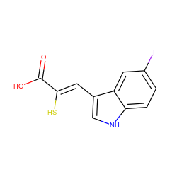 O=C(O)/C(S)=C/c1c[nH]c2ccc(I)cc12 ZINC000169325403