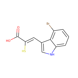 O=C(O)/C(S)=C/c1c[nH]c2cccc(Br)c12 ZINC000169325399