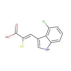 O=C(O)/C(S)=C/c1c[nH]c2cccc(Cl)c12 ZINC000169325398