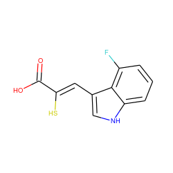 O=C(O)/C(S)=C/c1c[nH]c2cccc(F)c12 ZINC000169325396