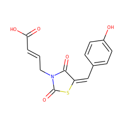 O=C(O)/C=C/CN1C(=O)S/C(=C/c2ccc(O)cc2)C1=O ZINC000103280367