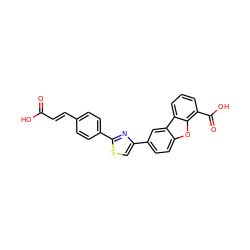 O=C(O)/C=C/c1ccc(-c2nc(-c3ccc4oc5c(C(=O)O)cccc5c4c3)cs2)cc1 ZINC000064552919