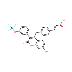 O=C(O)/C=C/c1ccc(Cc2c(-c3cccc(OC(F)(F)F)c3)c(=O)oc3cc(O)ccc23)cc1 ZINC000299851109