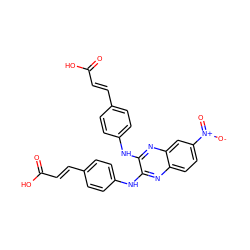 O=C(O)/C=C/c1ccc(Nc2nc3ccc([N+](=O)[O-])cc3nc2Nc2ccc(/C=C/C(=O)O)cc2)cc1 ZINC000072107072