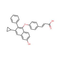 O=C(O)/C=C/c1ccc(Oc2c(-c3ccccc3)c(C3CC3)cc3cc(O)ccc23)cc1 ZINC000035969443