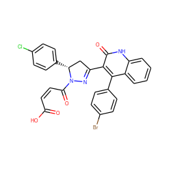 O=C(O)/C=C\C(=O)N1N=C(c2c(-c3ccc(Br)cc3)c3ccccc3[nH]c2=O)C[C@H]1c1ccc(Cl)cc1 ZINC000096283790