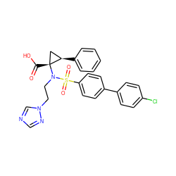 O=C(O)[C@@]1(N(CCn2cncn2)S(=O)(=O)c2ccc(-c3ccc(Cl)cc3)cc2)C[C@H]1c1ccccc1 ZINC000044430409