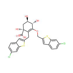 O=C(O)[C@@]1(O)C[C@@H](O)[C@H](O)C(OCc2cc3ccc(Cl)cc3s2)=C1Cc1cc2ccc(Cl)cc2s1 ZINC000072105313