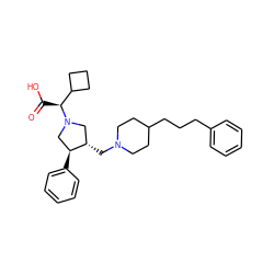 O=C(O)[C@@H](C1CCC1)N1C[C@H](CN2CCC(CCCc3ccccc3)CC2)[C@@H](c2ccccc2)C1 ZINC000013819437