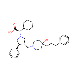 O=C(O)[C@@H](C1CCCCC1)N1C[C@H](CN2CCC(O)(CCCc3ccccc3)CC2)[C@@H](c2ccccc2)C1 ZINC000026823467