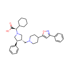 O=C(O)[C@@H](C1CCCCC1)N1C[C@H](CN2CCC(c3cc(-c4ccccc4)no3)CC2)[C@@H](c2ccccc2)C1 ZINC000042851761