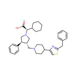 O=C(O)[C@@H](C1CCCCC1)N1C[C@H](CN2CCC(c3csc(Cc4ccccc4)n3)CC2)[C@@H](c2ccccc2)C1 ZINC000049867664