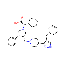 O=C(O)[C@@H](C1CCCCC1)N1C[C@H](CN2CCC(c3n[nH]cc3Cc3ccccc3)CC2)[C@@H](c2ccccc2)C1 ZINC000028007430