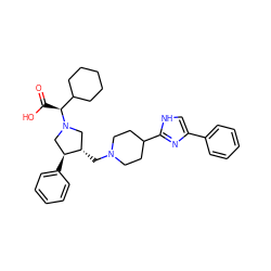 O=C(O)[C@@H](C1CCCCC1)N1C[C@H](CN2CCC(c3nc(-c4ccccc4)c[nH]3)CC2)[C@@H](c2ccccc2)C1 ZINC000044417182