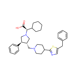 O=C(O)[C@@H](C1CCCCC1)N1C[C@H](CN2CCC(c3ncc(Cc4ccccc4)s3)CC2)[C@@H](c2ccccc2)C1 ZINC000042851326