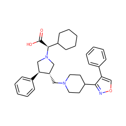 O=C(O)[C@@H](C1CCCCC1)N1C[C@H](CN2CCC(c3nocc3-c3ccccc3)CC2)[C@@H](c2ccccc2)C1 ZINC000044406142