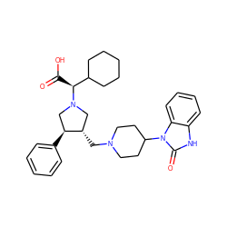 O=C(O)[C@@H](C1CCCCC1)N1C[C@H](CN2CCC(n3c(=O)[nH]c4ccccc43)CC2)[C@@H](c2ccccc2)C1 ZINC000028520913