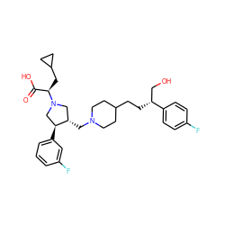 O=C(O)[C@@H](CC1CC1)N1C[C@H](CN2CCC(CC[C@H](CO)c3ccc(F)cc3)CC2)[C@@H](c2cccc(F)c2)C1 ZINC000028234829