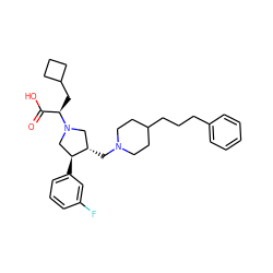 O=C(O)[C@@H](CC1CCC1)N1C[C@H](CN2CCC(CCCc3ccccc3)CC2)[C@@H](c2cccc(F)c2)C1 ZINC000013479579