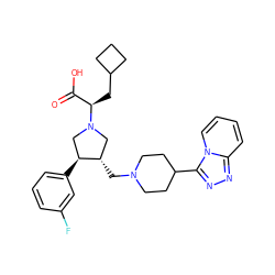 O=C(O)[C@@H](CC1CCC1)N1C[C@H](CN2CCC(c3nnc4ccccn34)CC2)[C@@H](c2cccc(F)c2)C1 ZINC000033817883