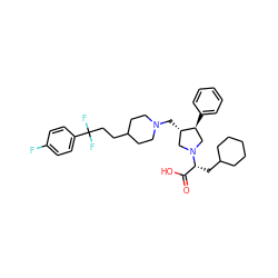 O=C(O)[C@@H](CC1CCCCC1)N1C[C@H](CN2CCC(CCC(F)(F)c3ccc(F)cc3)CC2)[C@@H](c2ccccc2)C1 ZINC000095543547