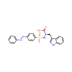 O=C(O)[C@@H](Cc1c[nH]c2ccccc12)NS(=O)(=O)c1ccc(/N=N/c2ccccc2)cc1 ZINC000013778413