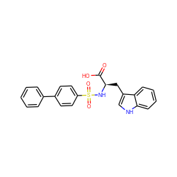 O=C(O)[C@@H](Cc1c[nH]c2ccccc12)NS(=O)(=O)c1ccc(-c2ccccc2)cc1 ZINC000002857809