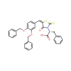 O=C(O)[C@@H](Cc1ccccc1)N1C(=O)/C(=C\c2ccc(OCc3ccccc3)c(OCc3ccccc3)c2)SC1=S ZINC000028703332