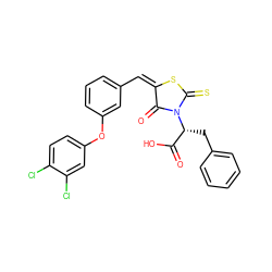 O=C(O)[C@@H](Cc1ccccc1)N1C(=O)/C(=C\c2cccc(Oc3ccc(Cl)c(Cl)c3)c2)SC1=S ZINC000028703340