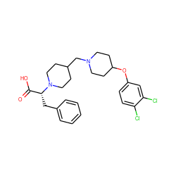 O=C(O)[C@@H](Cc1ccccc1)N1CCC(CN2CCC(Oc3ccc(Cl)c(Cl)c3)CC2)CC1 ZINC000095573766